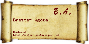 Bretter Ágota névjegykártya